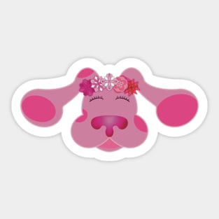 Magenta flower crown (no glasses) Sticker